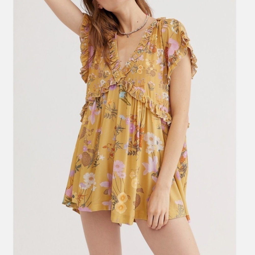 Spell & the Gypsy Wild Blooms Yellow Boho Floral Romper SIZE MEDIUM